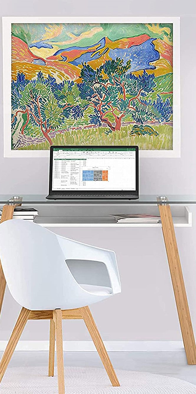 bonVIVO Massimo 43" Computer Desk Study Table w/Glass Top & Storage Shelf, White