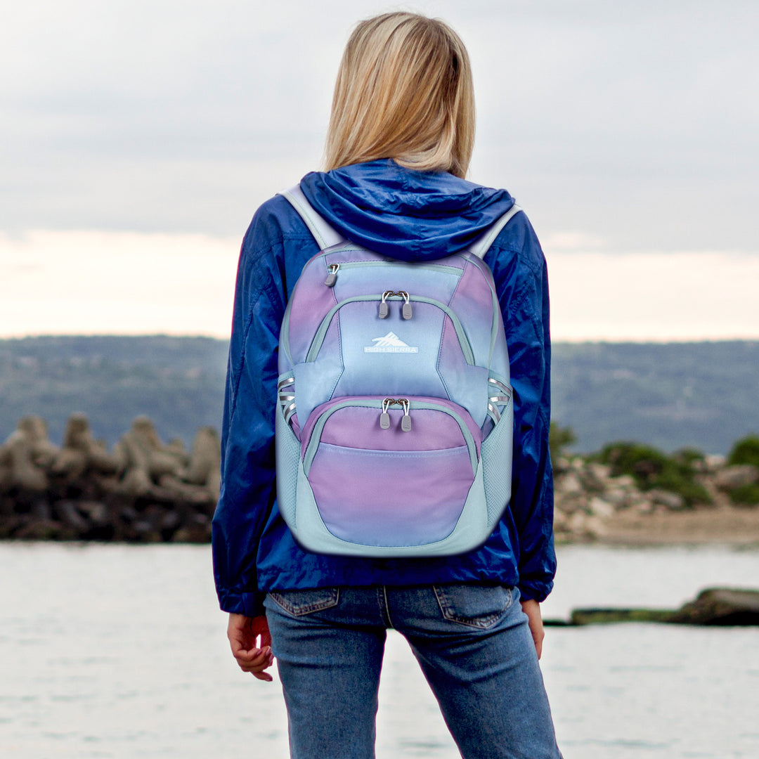 High Sierra Backpack, Fits most 17” Laptops, 30L Capacity, Purple Blue(Open Box) - VMInnovations