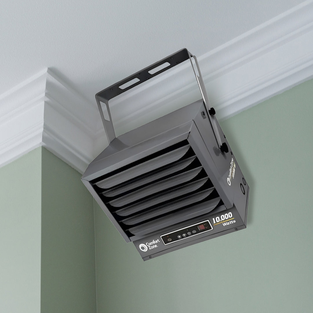 Comfort Zone 10,000W Fan Forced Ceiling Mount Industrial Heater, Charcoal Gray - VMInnovations