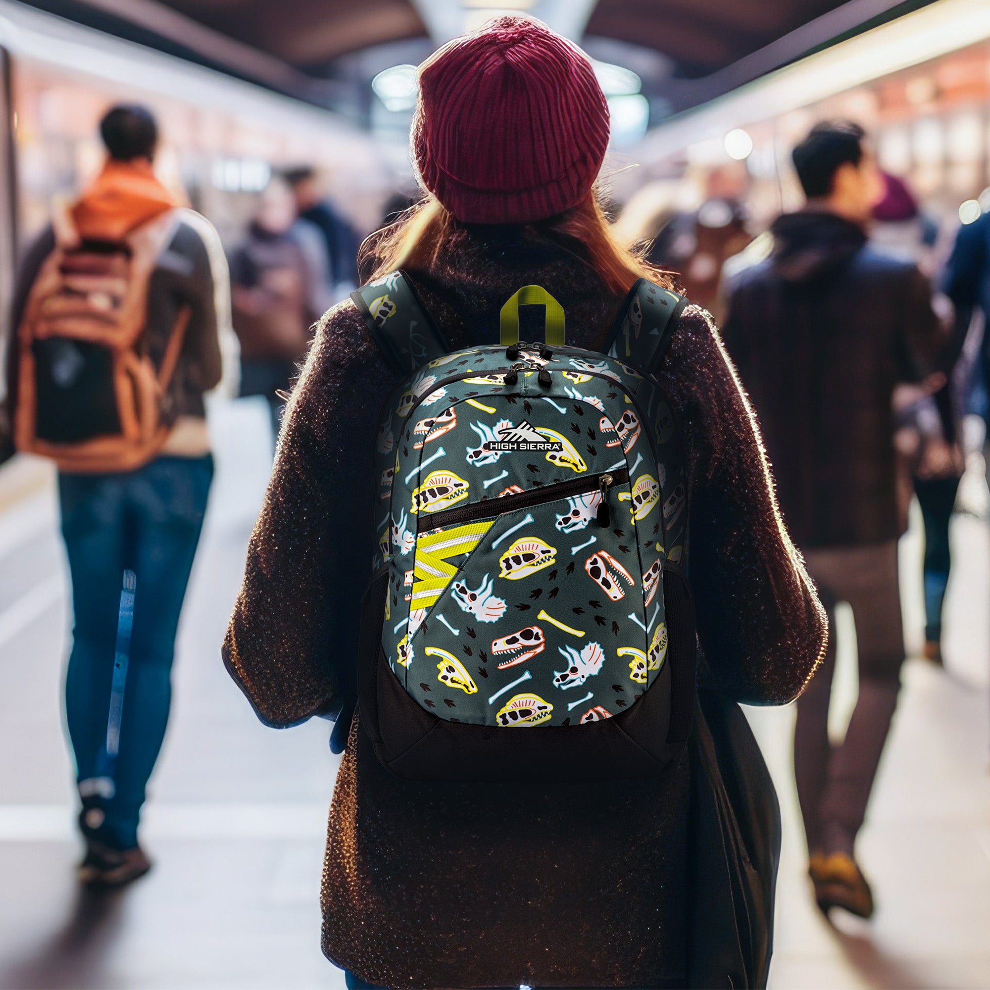High Sierra BTS Outburst Backpack for School and Travel, Dino Dig and Mercury