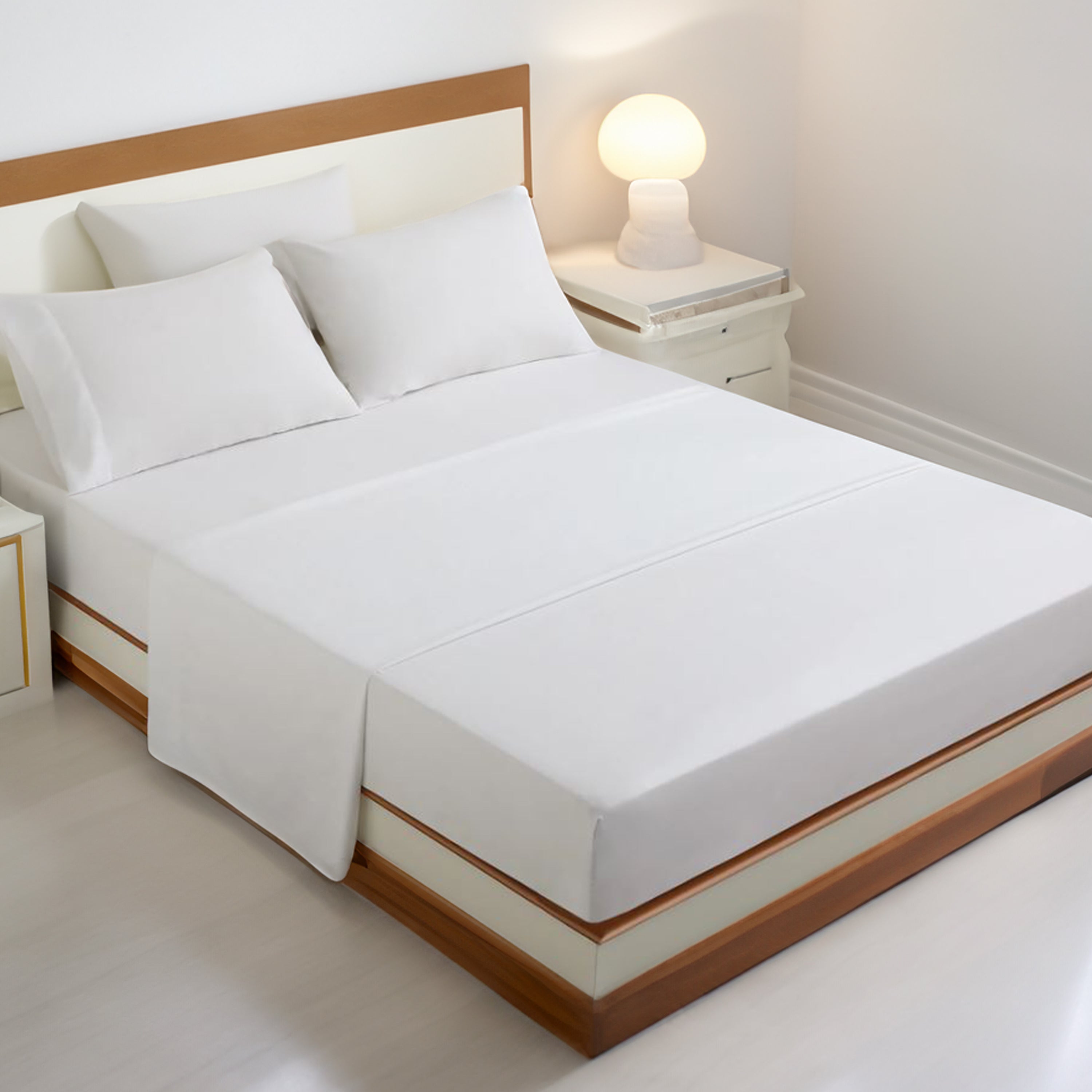 Sleepgram Viscose from Bamboo Twin Bed Sheet Set w/2 Pillowcases,White(Open Box) - VMInnovations