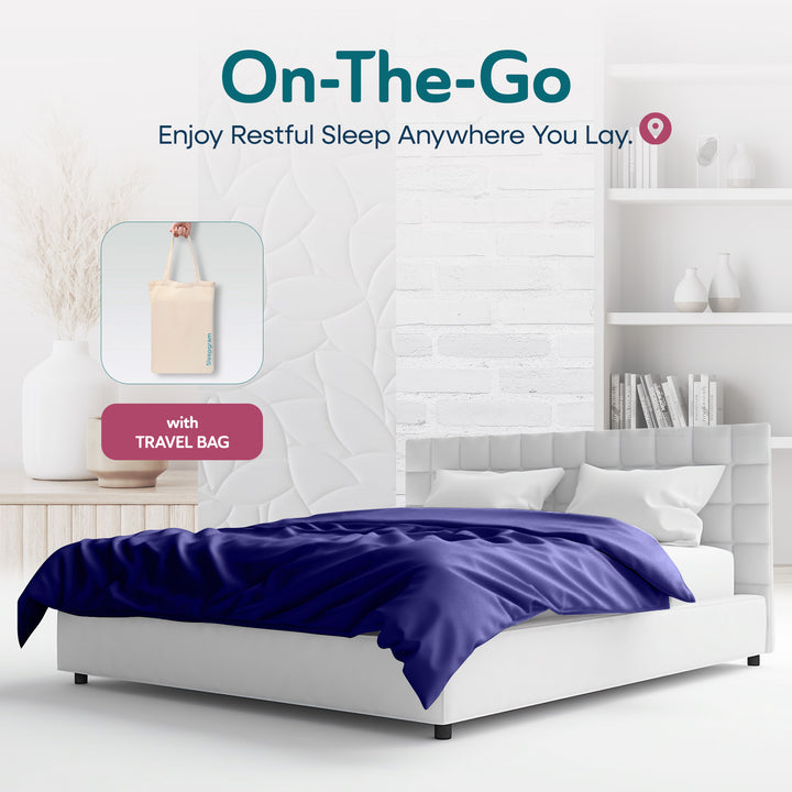 Sleepgram Supima 400 Thread Count Cotton Duvet Cover w/ Travel Bag, King, Violet - VMInnovations
