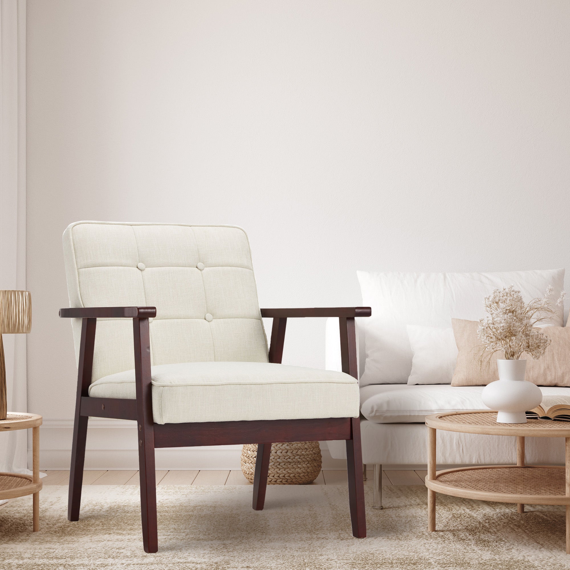 JOMEED Accent Chair w/Upholstered Wooden Frame and Fabric Cushion (Open Box) - VMInnovations