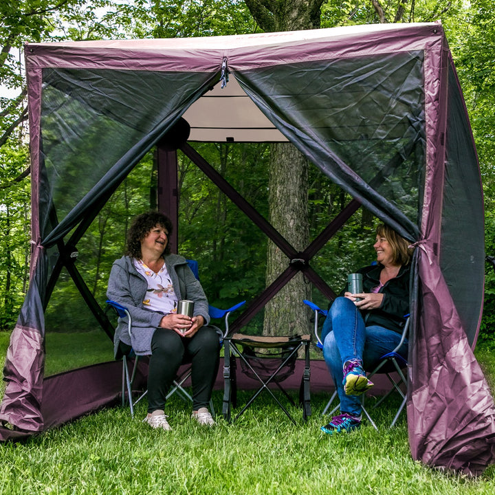 CLAM Quick-Set Traveler 6x6 Ft Portable Outdoor 4 Sided Canopy Shelter, Plum