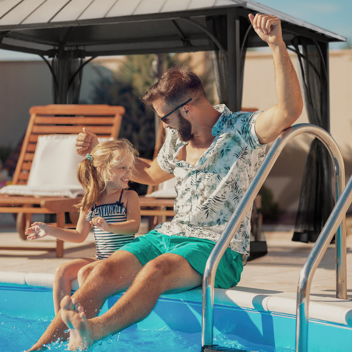 Sunjoy Hildreth 11 x 13 Foot Screened Gazebo Canopy, Black (Open Box)