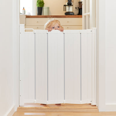 BabyDan 25.4-36 In Doorway Auto Foldable Safety Baby Gate, White (Used) (2 Pack)