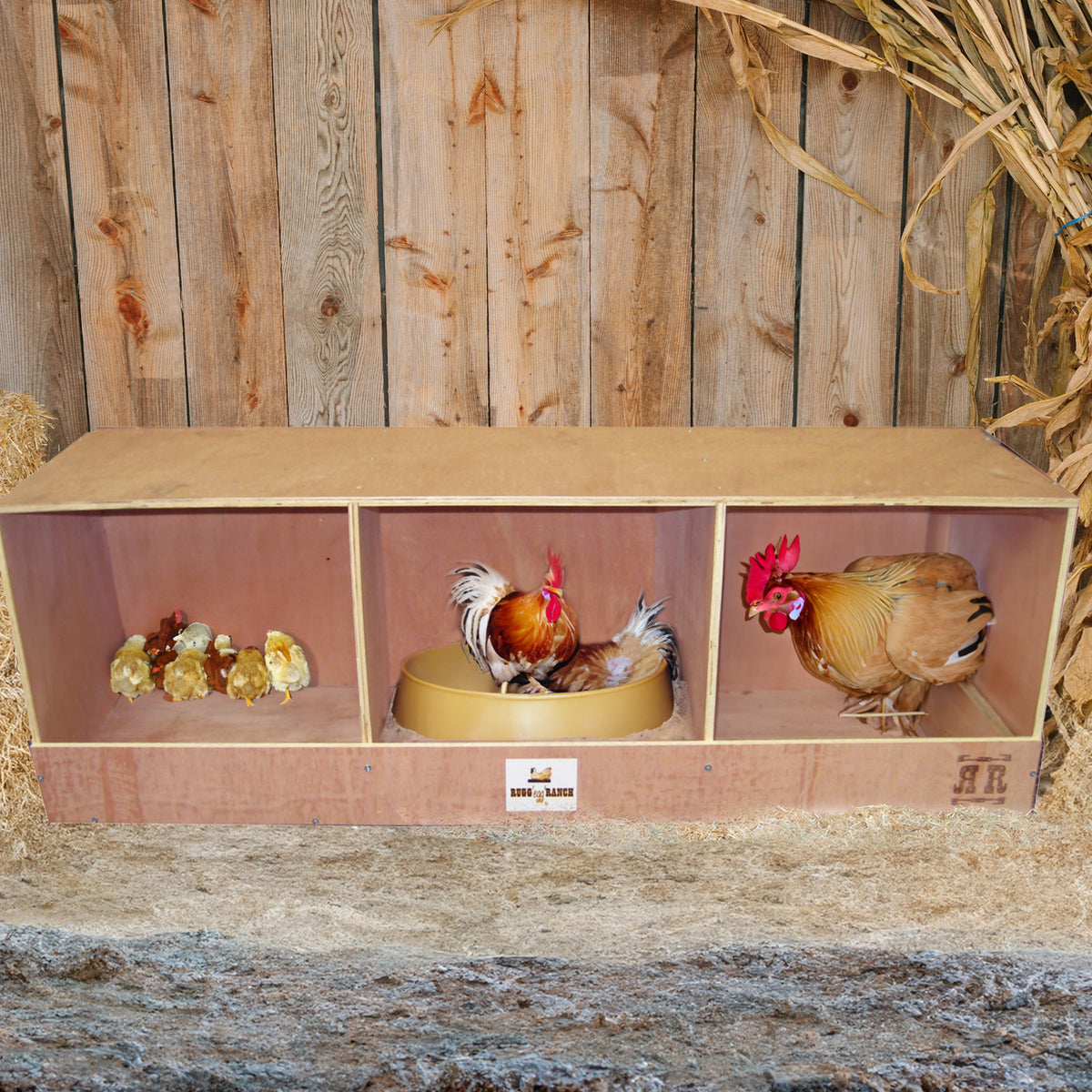 Rugged Ranch TRIPLEX RuggEgg Barn Wooden Chicken Coop Triple Nesting Egg Boxes (Refurbished)