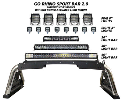 Go Rhino Universal Stainless Steel Mounted Lighting Sport Bar 2.0 (Open Box)