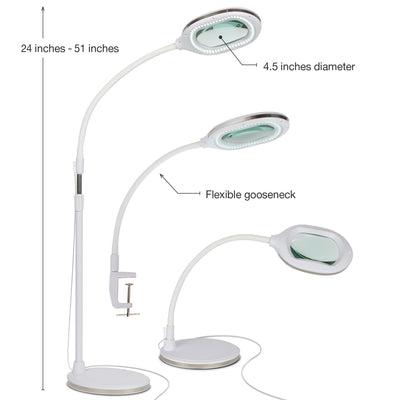 Brightech Lightview Pro Magnifying Adjustable Floor and Desk Lamp, White (Used)