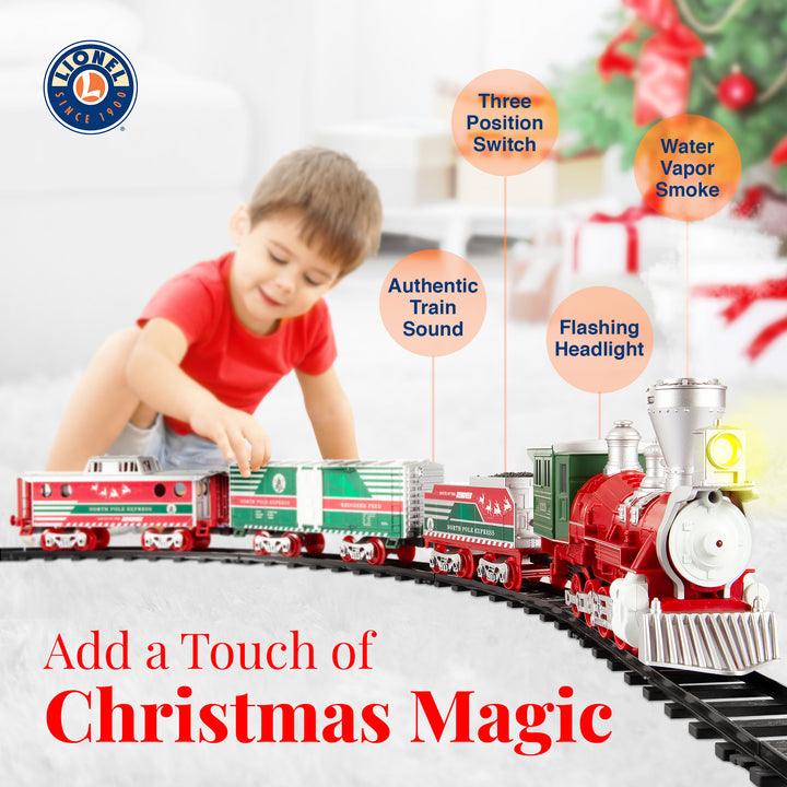 Lionel Trains North Pole Express Holiday Train 29 Piece Set with Smoke Effect