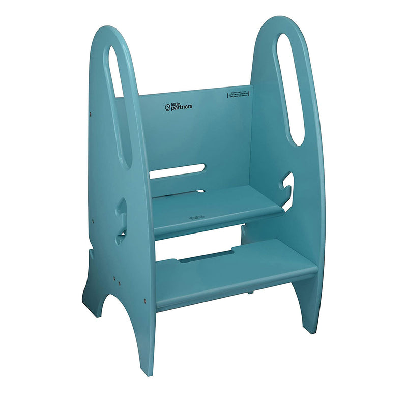 Little Partners 3-In-1 Growing Adjustable Height Wooden Step Stool, Turquoise