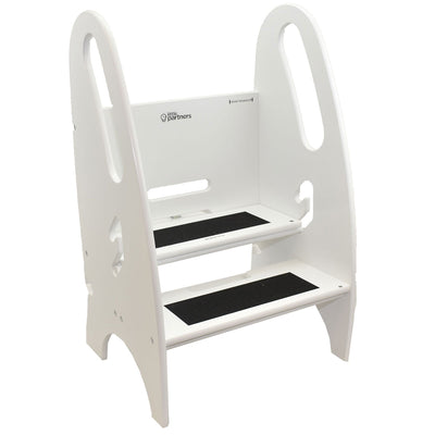 Little Partners 3-In-1 Growing Adjustable Height Wooden Step Stool, Soft White