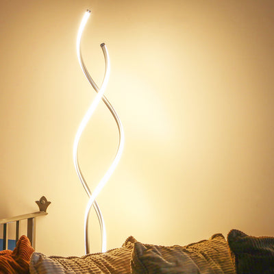 Brightech Embrace LED 2 In 1 Spiral Bright Standing Floor Lamp, Platinum Silver (Refurbished)