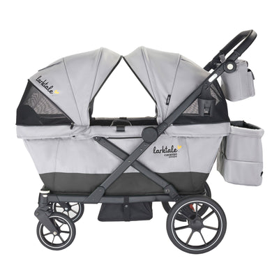 Larktale Coupe V2 Compact Stroller, Reclining 2-Seat Wagon, Gray/Black(Open Box) - VMInnovations