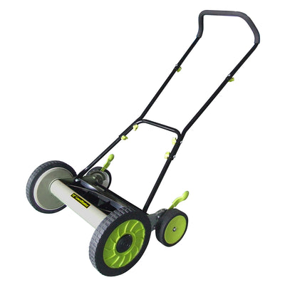 Lawnmaster 16 Inch Steel Manual Powered 5 Blade Walk Behind Push Mower, Black