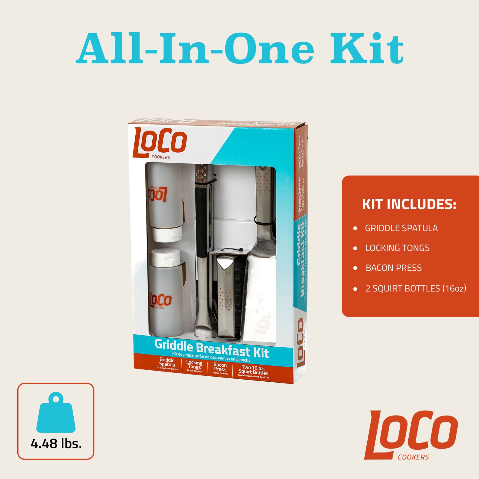 Loco Cookers 5 Piece Griddle Breakfast Cooking Accessory Kit with Bacon Press - VMInnovations