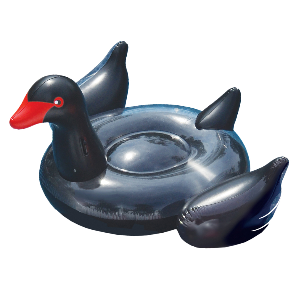 Swimline 90628 Giant Inflatable Ride On 75 Inch Opaque Black Swan Pool Float - VMInnovations