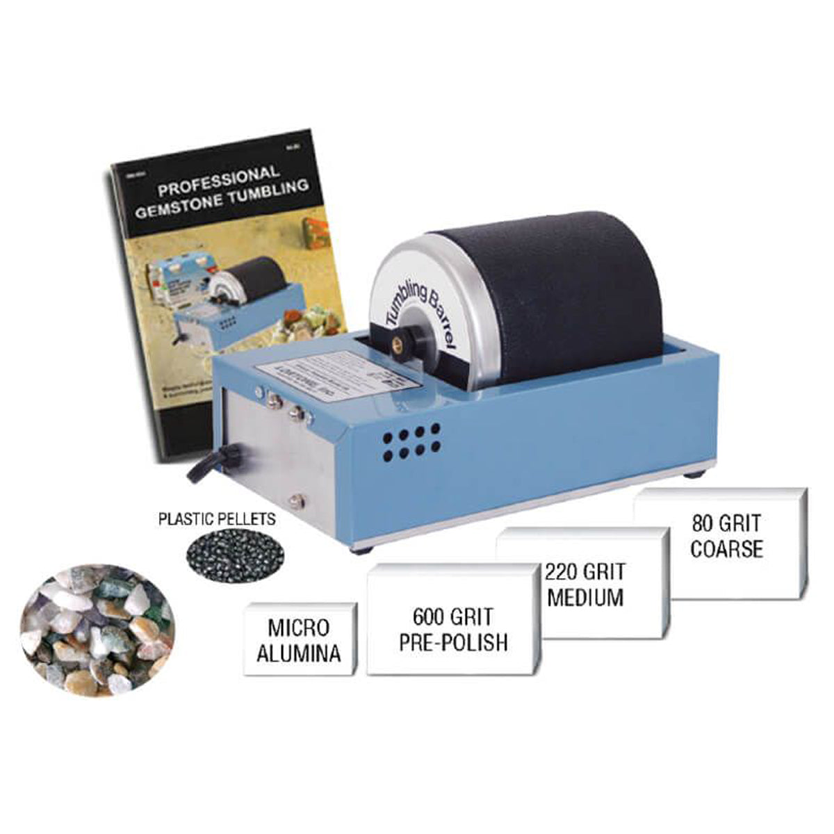 Lortone 3 lb Hobby Rotary Rock Tumbler Polisher, Polish Kit, & Rocks (Open Box)