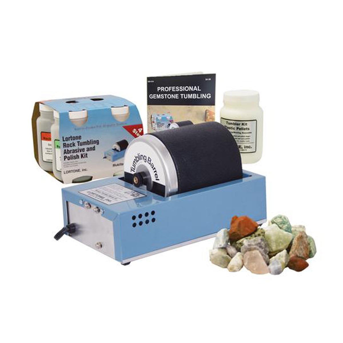 Lortone 3 lb Hobby Rotary Rock Tumbler Polisher, Polish Kit, & Rocks (Open Box)