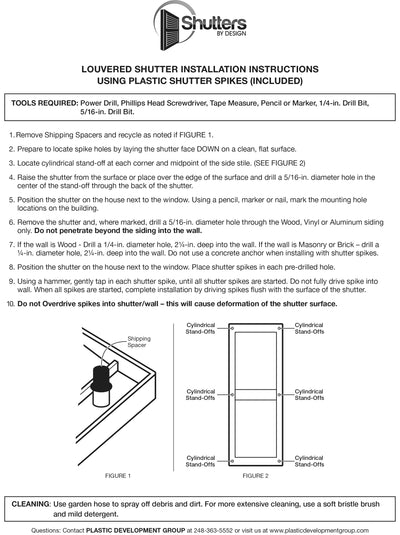 Plastic Development Group 14 x 43 In Exterior Vinyl Louvered Shutters (Open Box)