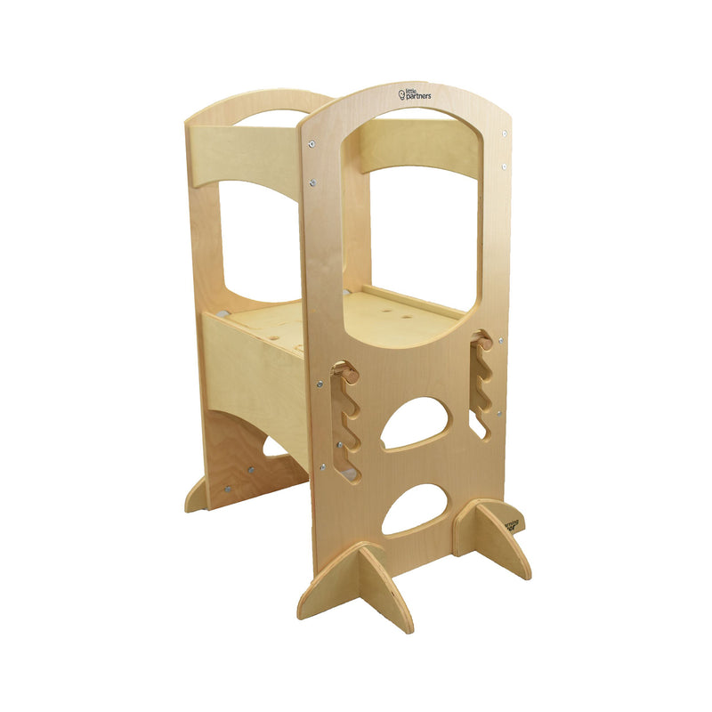 Little Partners Kids Learning Tower Adjustable Height Wooden Step Stool, Natural