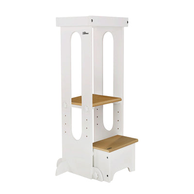 Little Partners Explore N Store Tower Adjustable Height Wooden Step Stool, White