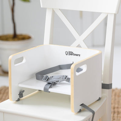 Little Partners MOD Baby and Toddler Wooden High Chair Booster Seat, Soft White - VMInnovations