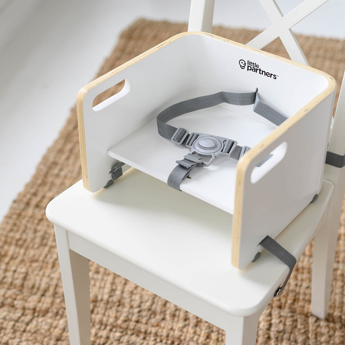 Little Partners MOD Baby and Toddler Wooden High Chair Booster Seat, Soft White - VMInnovations