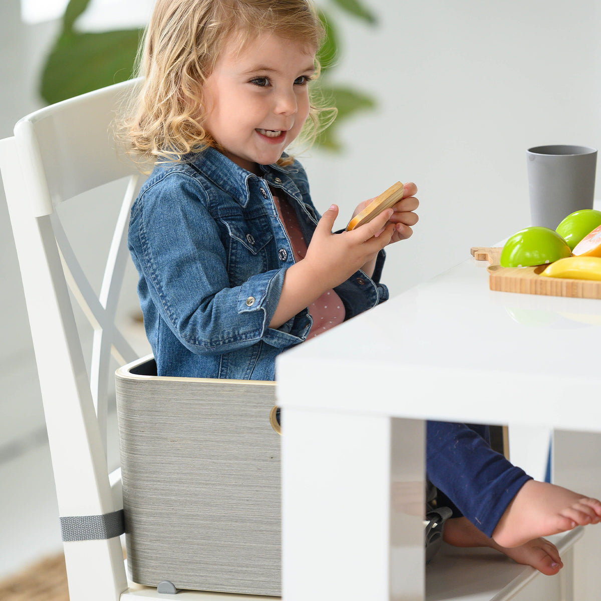 Little Partners MOD Baby and Toddler Wooden High Chair Booster Seat, Slate Gray - VMInnovations