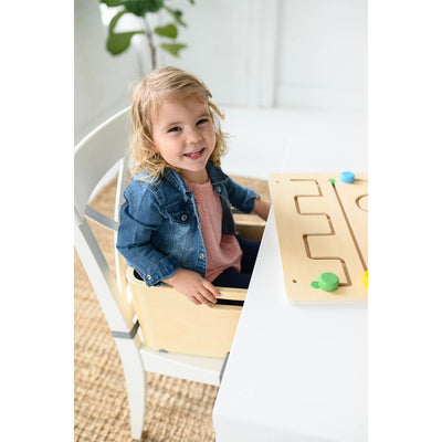 Little Partners MOD Baby Toddler Booster Seat w/ Cushion, Geo Shapes, Natural - VMInnovations