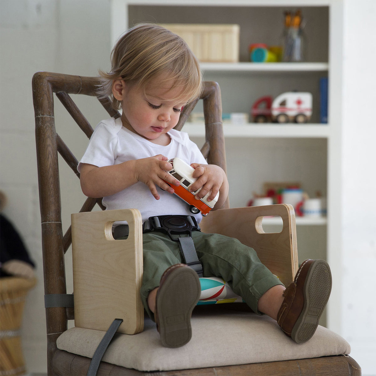 Little Partners MOD Baby Toddler Booster Seat w/ Cushion, Geo Shapes, Natural - VMInnovations