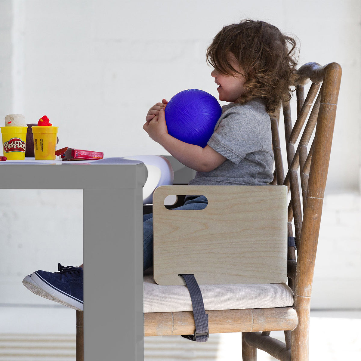 Little Partners MOD Baby Toddler Booster Seat w/ Cushion, Geo Shapes, Natural - VMInnovations