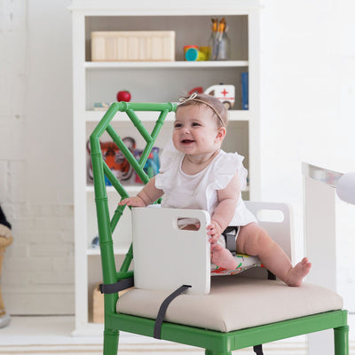 Little Partners MOD Baby Toddler Wood Booster Seat w/ Cushion, Pears, Soft White - VMInnovations