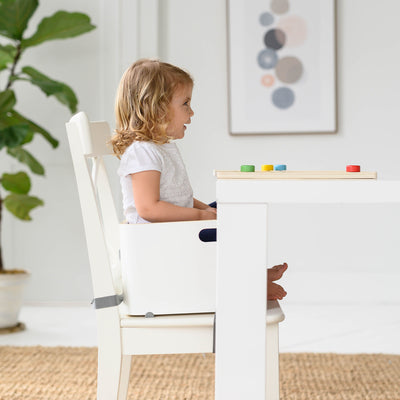Little Partners MOD Baby Toddler Wood Booster Seat w/ Cushion, Pears, Soft White - VMInnovations