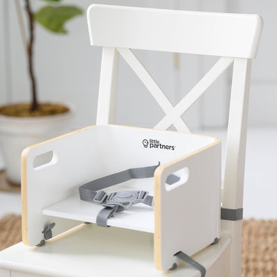 Little Partners MOD Baby Toddler Wood Booster Seat w/ Cushion, Pears, Soft White - VMInnovations