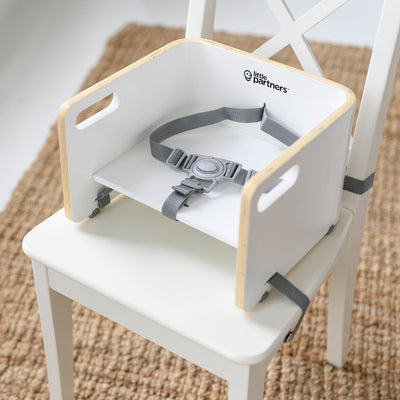 Little Partners MOD Baby Toddler Wood Booster Seat w/ Cushion, Pears, Soft White - VMInnovations