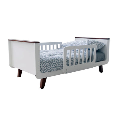 Little Partners MOD Wooden Toddler Bed w/ Head & Foot Board, White with Espresso - VMInnovations