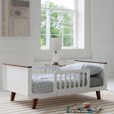 Little Partners MOD Wooden Toddler Bed w/ Head & Foot Board, White with Espresso - VMInnovations