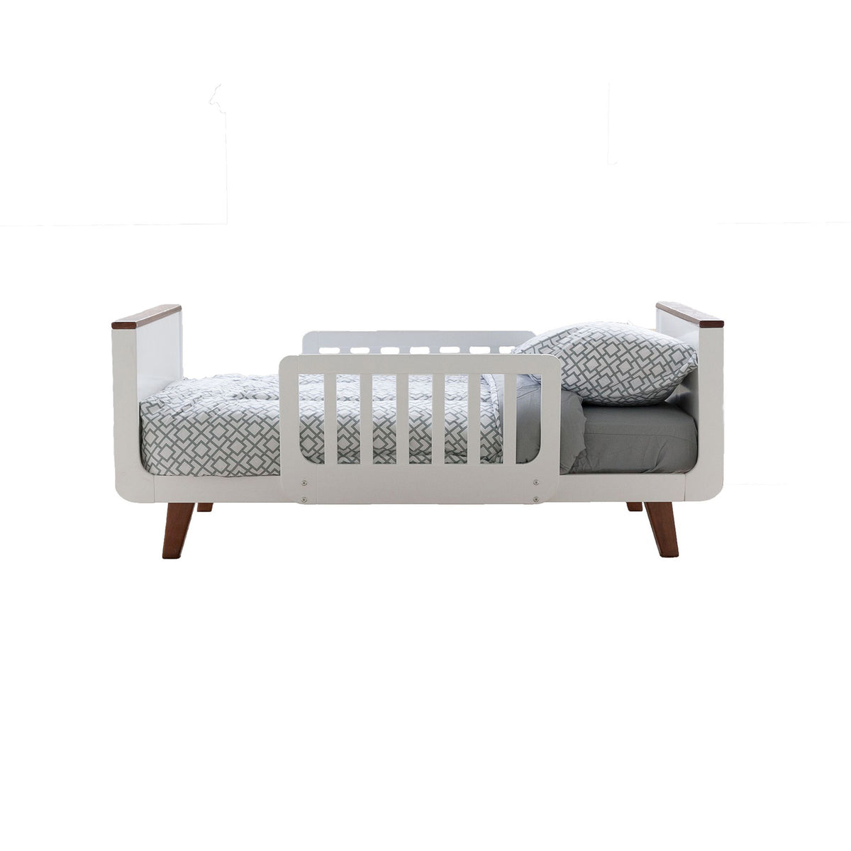 Little Partners MOD Wooden Toddler Bed w/ Head & Foot Board, White with Espresso - VMInnovations