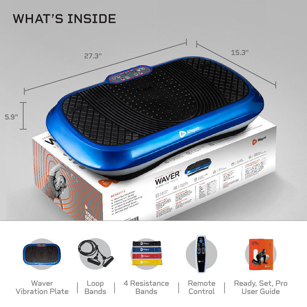 Lifepro Waver Vibration Plate Body Exercise Workout Equipment Machine Set, Blue