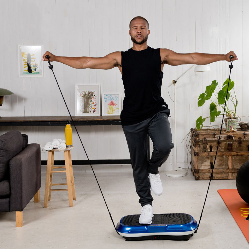 Lifepro Waver Vibration Plate Body Exercise Workout Equipment Machine Set, Blue