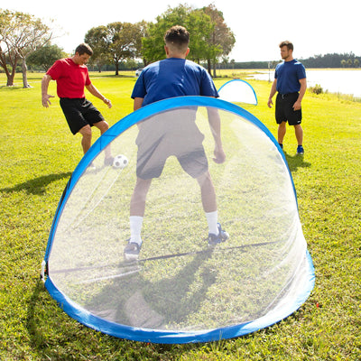 Training Equipment Pair of 6 Ft Pop Up Soccer Goals w/ Cones, Blue (Open Box)