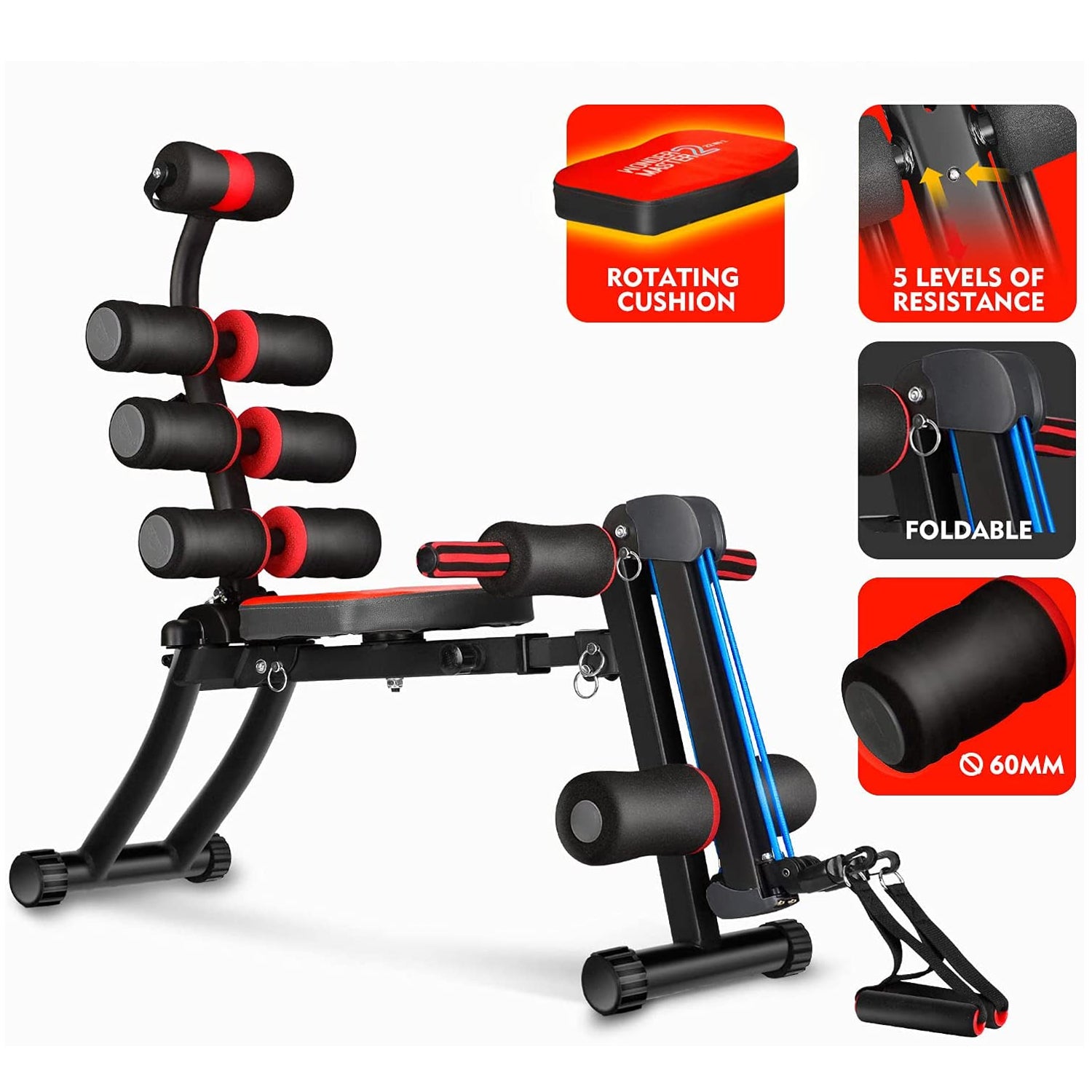 MBB 22 in 1 Wonder Master Adjustable Abdominal Workout Chair, Black (2 Pack) - VMInnovations