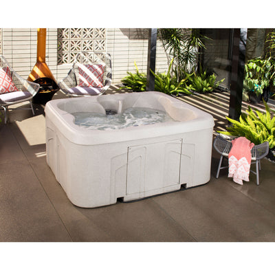 Lifesmart Spas 4 Person Square Hot Tub Spa w/ 13 Jets, Beige (For Parts)