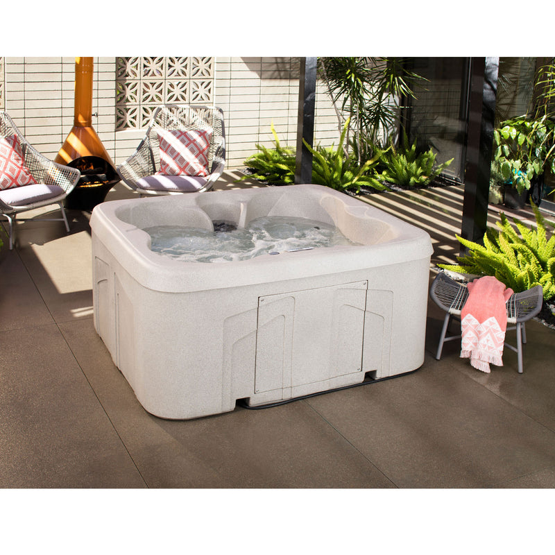 Lifesmart Spas 4 Person Square Hot Tub Spa w/ 13 Jets, Beige (For Parts)