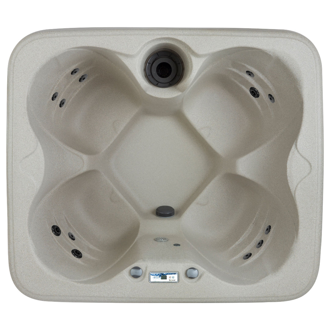 Spas 4 Person Plug & Play Square Hot Tub Spa w/ 13 Jets & Cover, Beige (Used)
