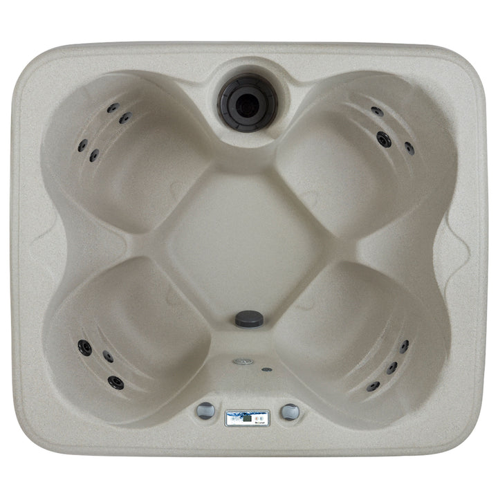Spas 4 Person Plug & Play Square Hot Tub Spa w/ 13 Jets & Cover, Beige (Used)