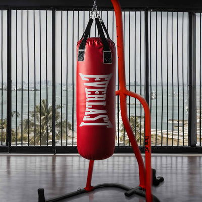 Everlast 100lb Capacity Heavy Duty Steel Punching Bag Stand, Red (Used)