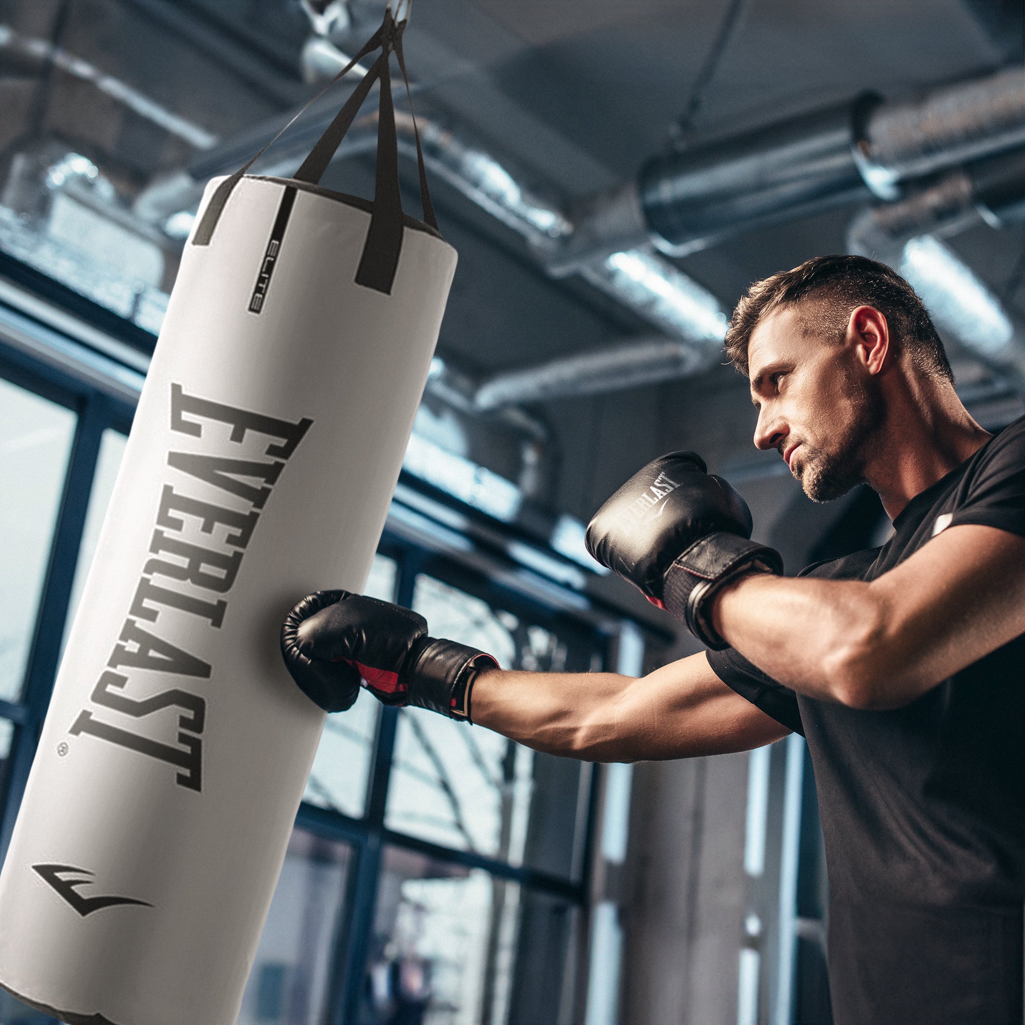 Everlast Elite 70lb Heavy Bag with Hanging Strap & D Rings, White (Open Box) - VMInnovations