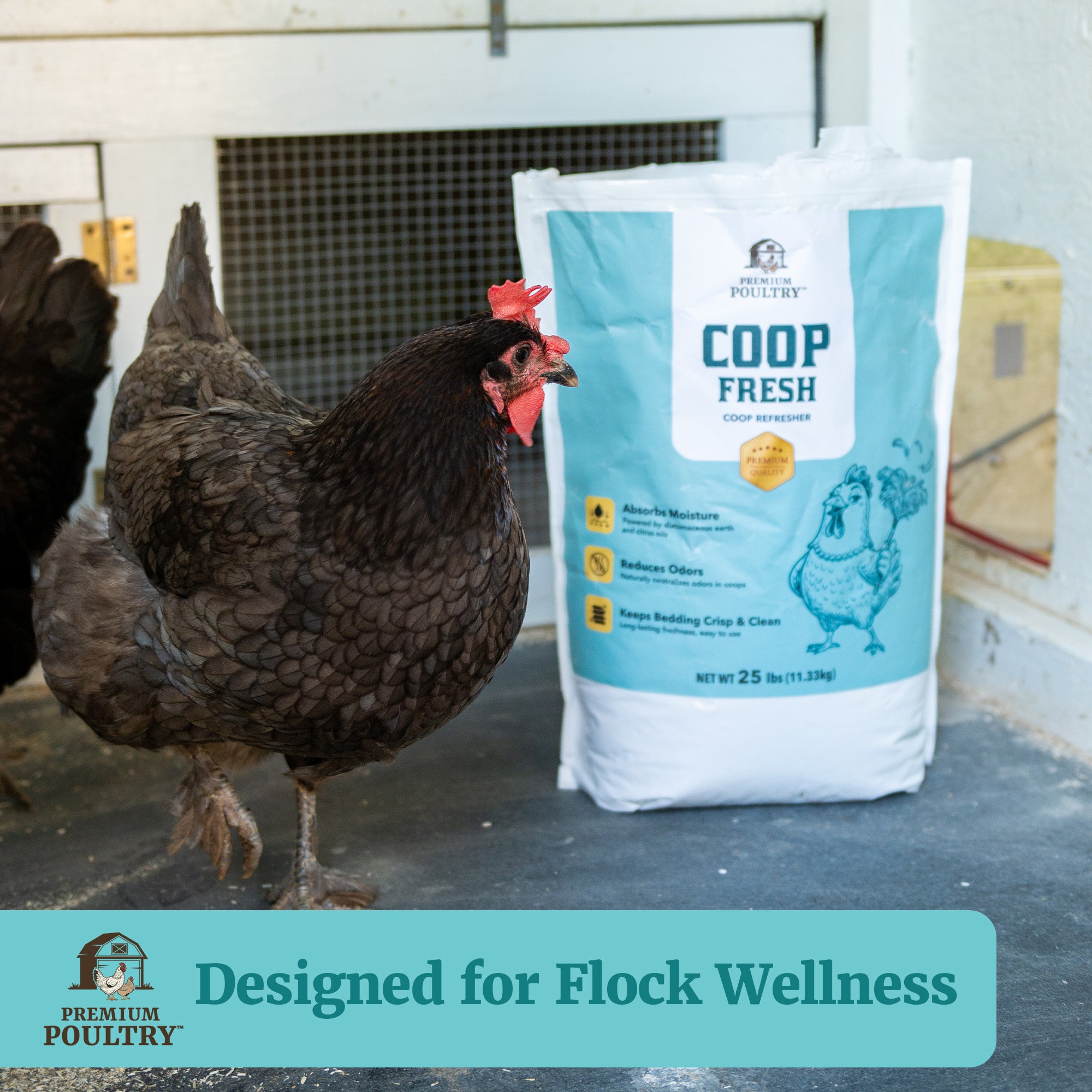 Premium Poultry Coop Fresh, Odor & Moisture Control for Chicken Coop, 25 Lb Bag